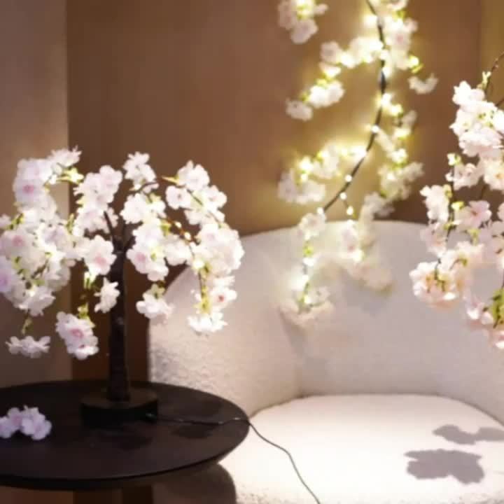 USB Powered Cherry Blossom Branch Lamp, 1pc Energy-Efficient LED Strip Lights with Push Button Control, Realistic Artificial Flowers for Spring/Summer Indoor/Outdoor Decor, Wedding, Christmas - No Battery Included