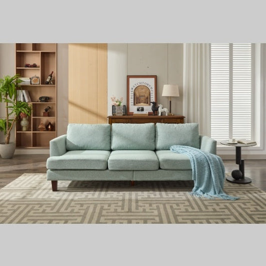 3 Seater Fabric Sofa With Usb Ports – Light Green Sectional Couch For Living Room, Office & Small Spaces