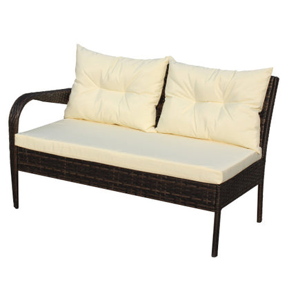 Outdoor Patio Furniture Sets 2 Piece Conversation Set Wicker Ratten Sectional Sofa With Seat Cushionsbeige Cushion