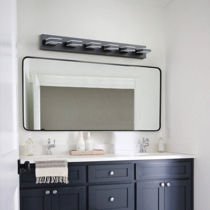 Led Modern Black Makeup Light 6 Light Acrylic Matte Black Bathroom Makeup Light Covering Mirror