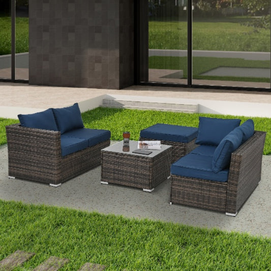 Patio Furniture Outdoor Furniture Seasonal Pe Wicker Furniture 4 Set Wicker Furniture With Tempered Glass Coffee Table 1
