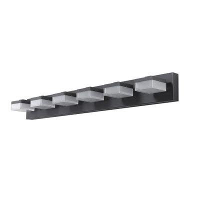 Modern 6 Lights Black Led Makeup Mirror Fixtures For Bathroom And Vanity