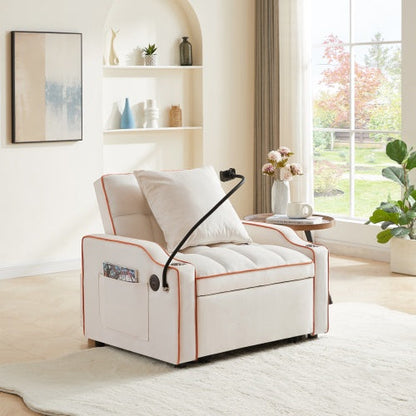 3 In 1 Convertible Sofa Bed Chair – Adjustable Pull Out Sleeper With Storage Pockets For Small Spaces