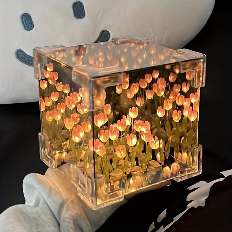 DIY Tulip Lamp - Self-Assembled Night Light with Simulated Flower Design - Unique Valentine's Day, Birthday, Halloween, Christmas Gift for Creative Bedroom Decoration