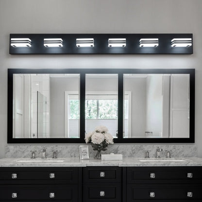 Led Modern Black Makeup Light 6 Light Acrylic Matte Black Bathroom Makeup Light Covering Mirror
