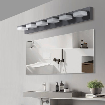 Modern 6 Lights Black Led Makeup Mirror Fixtures For Bathroom And Vanity