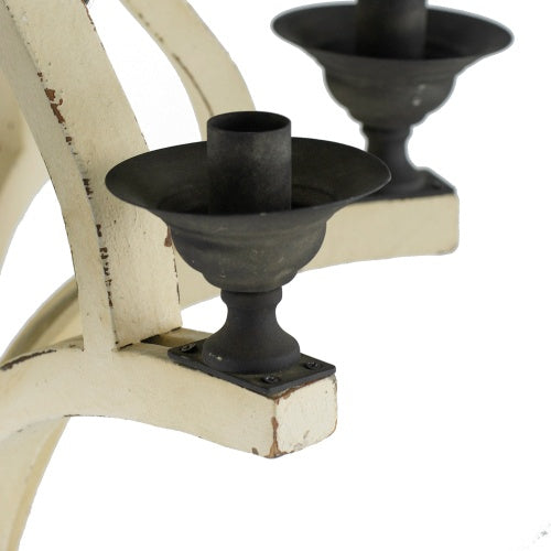 6 Light Wood Chandelier With Adjustable Chain For Kitchen Dining Hall Entrance Bulb Not Included