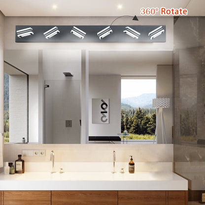 Led Modern Black Makeup Light 6 Light Acrylic Matte Black Bathroom Makeup Light Covering Mirror