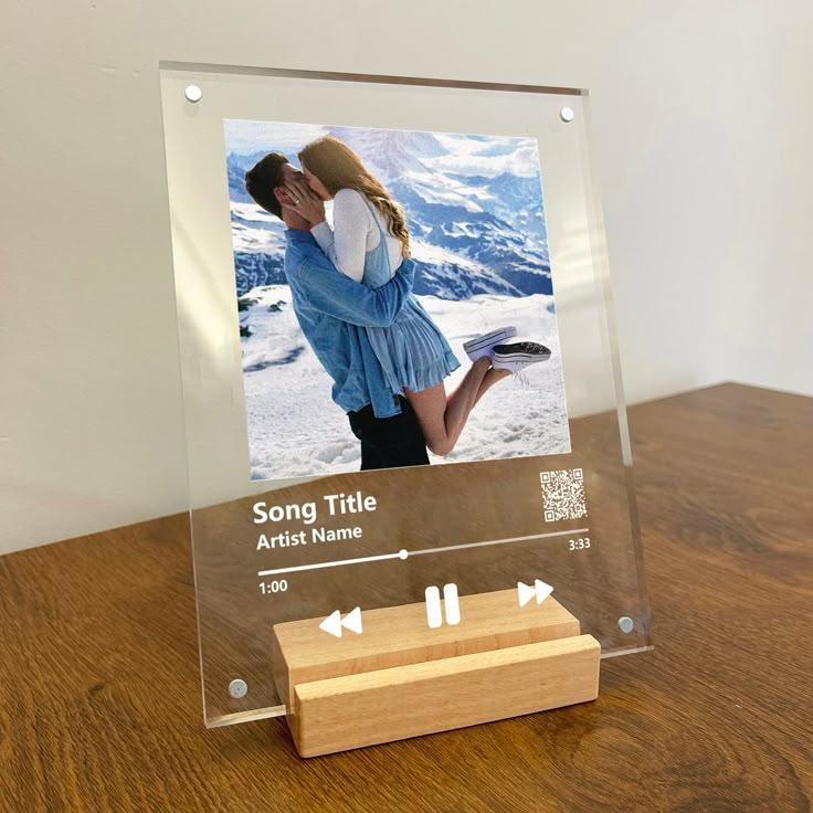 Customizable Photo Music Album Cover Night Light Carved Name Song Photo Frame